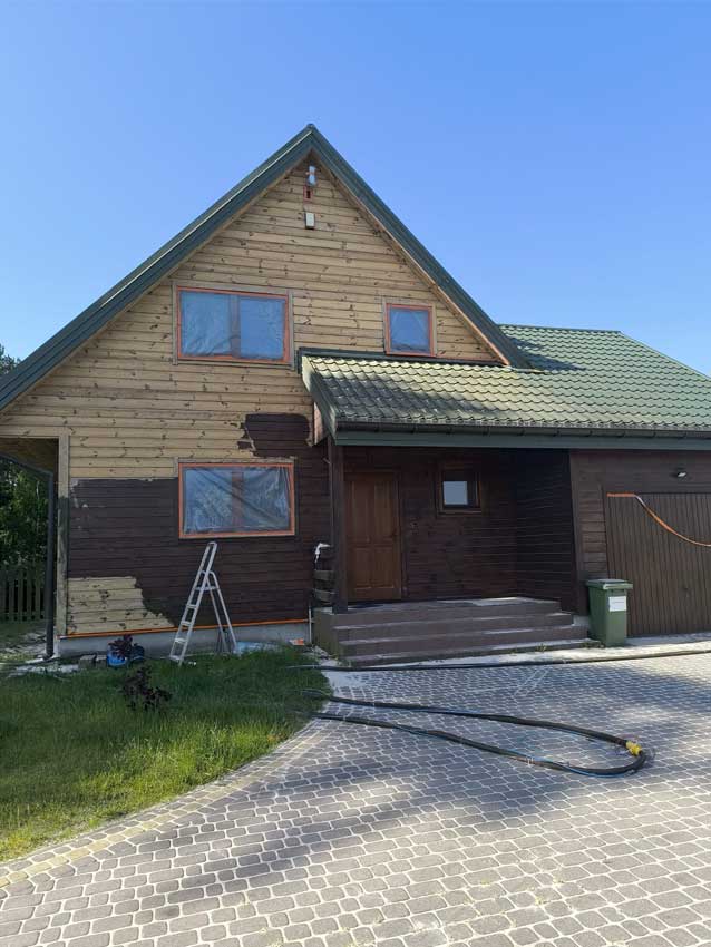 Piaskowanie elewacji - efekt przed i po